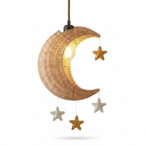 Rattan moon stars pendant - rattan,