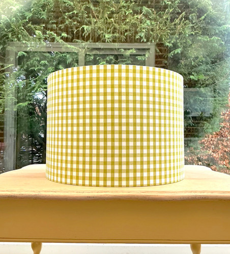 Lime green gingham lampshade - gingham,